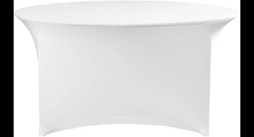 HENDI tafelhoes rond - effen tricot polyester met elasthaan - strijkvrij en machinewasbaar - diameter 150 cm x hoogte 76 cm - wit - voor horeca en evenementen