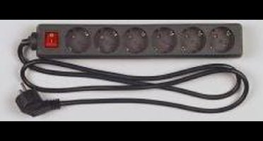 REV tafelstekkerdoos 6-voudig 1,4 m met schakelaar zwart