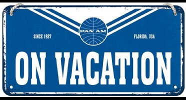 Hangend Pan Am On Vacation Metalen Bord - 10 x 20 cm