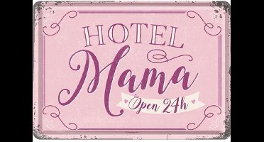 Hotel Mama Open 24h Metalen Postkaart