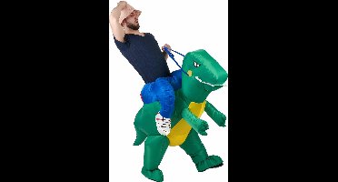 Vegaoo - Opblaasbaar man op dinosaurusrug kostuum voor volwassenen