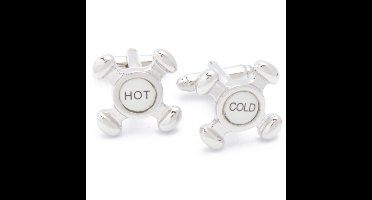 Manchetknopen - Kraan Water arm Koud Loodgieter Hot Cold Zilver