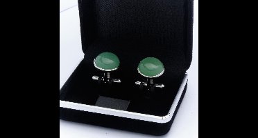 Manchetknopen - Echt Zilver 925 Rond Aventurijn Groen