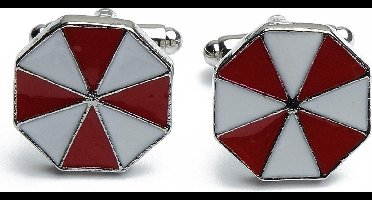 Manchetknopen - Emaille Rood met Wit