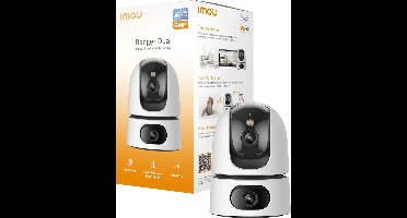 Imou Ranger Dual 10MP - Beveiligingscamera - Wit - Beveiligingscamera Binnen - Camera Met Dubbele Lens 2x 5MP - Slim Kleurennachtzicht - 360° Dekking Door Verstelbare Dubbele Lens - Persoons- En Huisdierendetectie - Abnormale Geluidsdetectie
