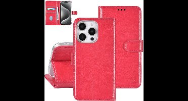 TUNIQ telefoonhoesje voor Apple iPhone 16 Pro - Boekmodel - Magneetsluiting - Roze
