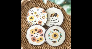 Something Different - Summer Solstice Wood Slice Onderzetter Set - Multicolours