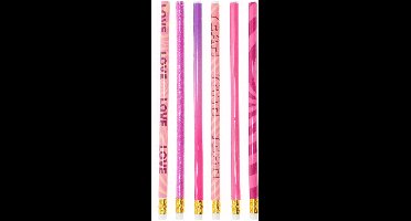 Grijze HB Potloden Roze, 6st.