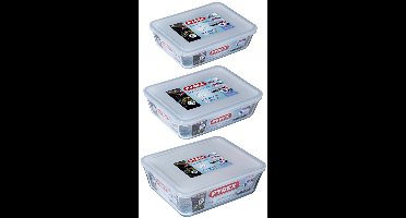 Pyrex - Cook&Freeze - Ovenschalenset met deksel - Set van 3 - 1,5 L, 2,6 L & 4 L - Borosilicaat glas - Ovenschaal 3-delig