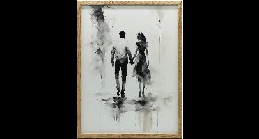 Poster Voor Muur In Gouden Frame Zwart-Wit Intimiteit 30X40