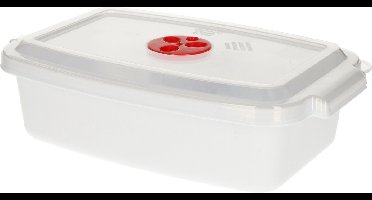 Plastic Forte Magnetronschaal - deksel/ventiel - 1,6 liter - wit - kunststof - rechthoekig