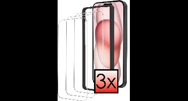 Screenprotector - 3 stuks - Geschikt voor Apple iPhone 15 Pro - Met Installatie Frame - Beschermglas - Gehard Glas - Tempered Glass - Screen Protector - Inclusief Montage Kit