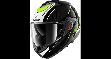 SHARK Oxo Rydger Zwart Wit Yellow KWY Systeemhelm - Maat L - Helm