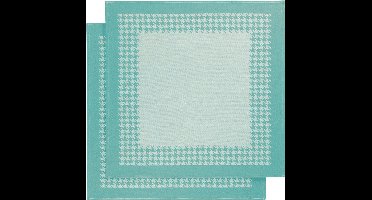 De Witte Lietaer Theedoek Pied de Poule, Aqua - 2 stuks - 65 x 65 cm - Katoen