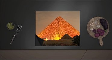 Inductie Beschermer - Verlichte Gizeh Piramide in het Donker - 60x52 cm - 2 mm Dik - Inductieplaat Beschermer met zwarte kern