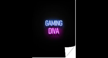 Game Poster - Gaming - Quotes - Neon - Gaming diva - Vrouwen - 90x120 cm