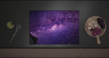 Inductieplaat Beschermer - De Melkweg met Mooie Paarse Kleuren - 70x52 cm - 2 mm Dik - Inductie Beschermer met zwarte kern