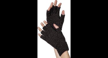 Wilbers Vingerloze Handschoenen - Zwart gebreid voor carnaval - Unisex