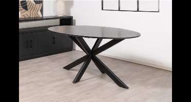 Eettafel Florence ovaal mangohout 180x100 cm - Zwart | Glad