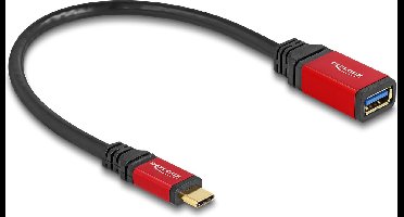 Delock USB 10 Gbps Adapter USB Type-C™ male to USB Type-A female 15 cm red metal