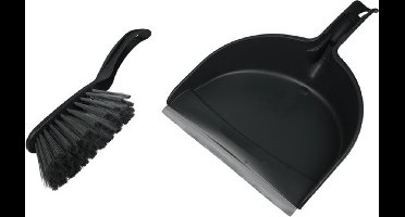 Benson Stoffer en blik - kunststof - 33 x 22 cm - antraciet grijs - rubber rand