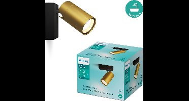 Philips Idris Spot - Plafondspot - Spatwaterdicht IP44 - Zwart met goud - 5W - Badkamerlamp - Eén lichtpunt - Alleen geschikt voor LED spots