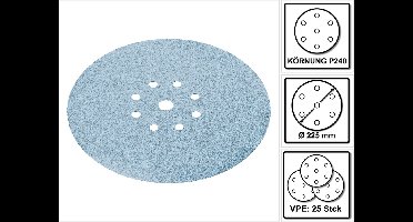 Festool STF D225/8 Granat schuurschijven 225 mm PLANEX P240 GR / 25 stuks ( 499642 )