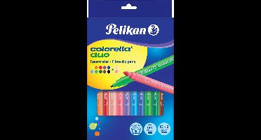Pelikan Colorella Duo C407, Fijn, 12 kleuren, Meerkleurig, Rond, 12 stuk(s), Hangende doos