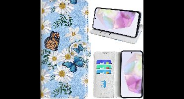 Hoesje geschikt voor Samsung Galaxy A35 Bookcase met Bloemen vlinder print