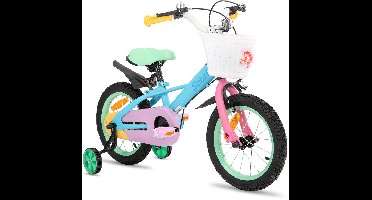 STITCH Macaron Kinderfiets - 12 / 14 / 16 / 18 Inch - Voor Meisjes & Jongens (2-9 Jaar) - Met Mandje & Zijwieltjes - Geschikt voor buitenactiviteiten in de lente