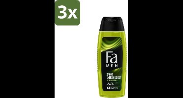 3 x Fa Men - Sport Energy Boost - Doucemiddel - Voor Lichaam, Haar & Gezicht - 250 ml - Sport Energie - Frisheid - Lichaam Reinigen - Haar Verzorgen - Gezicht Verzorgen