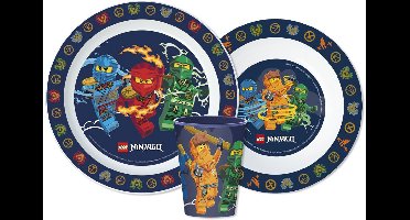 Lego Ninjago Serviesset - Beker 260 ml - Diepe kom - Plat bord - 3 stuks - Elemental - Eetset met beker - Voor verjaardagen en feestjes - Voor kinderen - Voor jongens