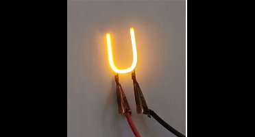 -U- COB LED 3V Filament Letter Geel 3 x 3 cm FPC 2200K 1W Warm-wit