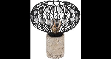 Globo - tafellamp - DORTHY - crème - steen - Ø 25cm - E27 - 15778T