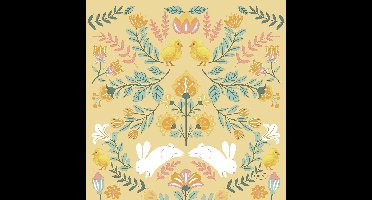 Duni Paas thema servetten Ornament Easter - 20x - geel - 33 x 33 cm - feestservetten - Paasontbijt tafeldecoratie servetjes