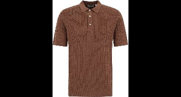 Van Gils Heren regular fit gebreide polo met structuur