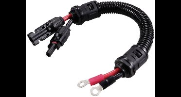 TRU COMPONENTS TC-12195640 PV-stekker naar M6-ringkabelschoen kabellengte 250 mm Zwart, Rood Inhoud: 1 stuk(s)
