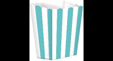 RIETHMULLER - 5 kartonnen popcornbakjes gestreept mint en wit 9 x 13 cm voor feest