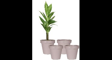 Pro Garden Bloempot - 4x - taupe - rond - D50 cm - kunststof - plantenpot - tuin buiten