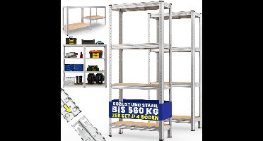 Sierra® Stellingkast, 2x Opbergrek 170x75x30cm 280kg 4 MDF Planken Stellingkast Kelderkast Plug-in Werkbank