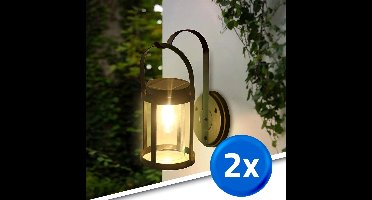Solar buitenlamp zwart 'Venice' - Voordeelset 2 stuks - Led filament lamp - Tuinverlichting op zonne-energie