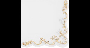 Servetten Ornament – Wit & Goud 12 stuks