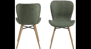 Giga Living Eetkamerstoel Zaria - Groen - Stof & Eikenhout - Set van 2