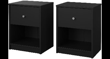 Giga Living Nachtkastje May - Zwart - Set van 2 - 30x35x48cm