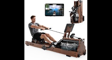 Roeitrainer – Roeimachine – Fitnessapparaat – Waterroeier – Homegym – Houten Design – Realistische Waterweerstand
