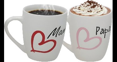 Vaderdag / Moederdag cadeau mok - 360 ml - hartje / liefde - koffie of thee