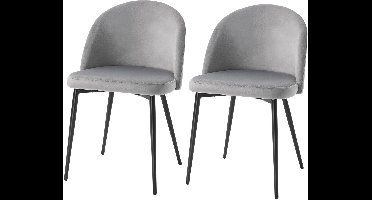 Eetkamerstoelen – Stoelen – Keukenstoelen – Dining Chairs – Design Stoelen – Set van 2 – Ergonomisch Comfort – Grijs Fluweel