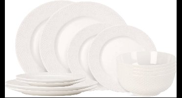 Cookinglife Serviesset CampVibe Wit 12-delig (4 Personen) – Melamine – Perfect Voor Camping & Picknick