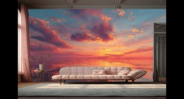 Peel & stick Fotobehang - Ethereal Sunset Horizon Wallpaper - 250x100 centimeter