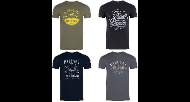 Mustang Heren T-Shirt 4-pack Mustang heren T-shirt regular fit Veelkleurig 4XL Ronde Hals Volwassenen